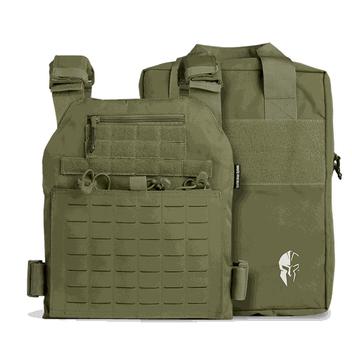 OD Green Tactical Response Kit Body Armor Plate Carrier with Carry Bag.