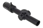 Primary Arms SLx 1-6x24 SFP Rifle Scope Gen IV with ACSS Aurora reticle, black design, magnification knob, illumination settings.