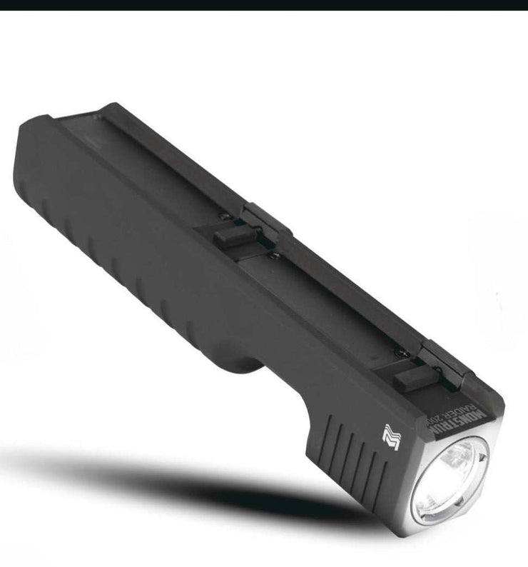 Raider 2000 Lumen X2 Flashlight Foregrip in black with aircraft-grade aluminum housing.