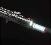 RAID 1000 Lumens mounted on a rifle, showcasing powerful illumination and versatility.