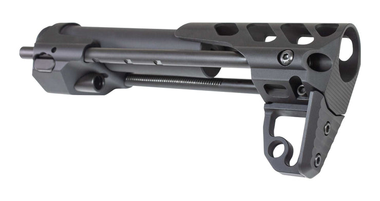 CQ-S Odin Works close quarters rifle stock, compact spring-loaded design, aluminum construction.