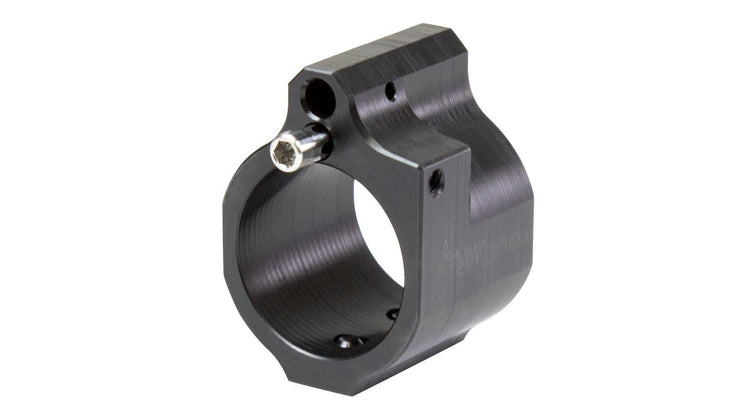 750" Adjustable Low Profile Gas Block by Odin Works, black nitrided steel, with stainless steel adjustment screw.