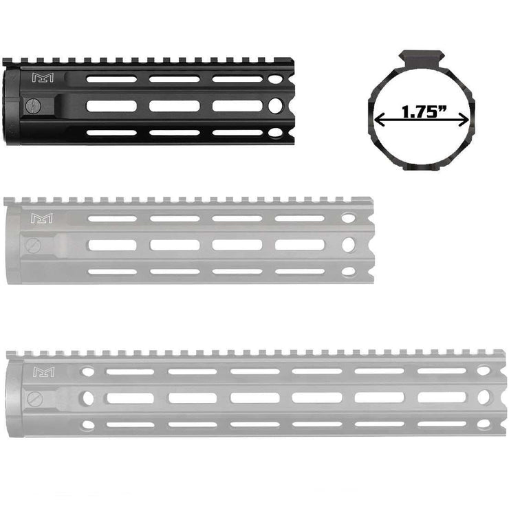 Carbine Length MR7 Handguard 7.29" lightweight M-Lok rail with T-marked picatinny rail in matte black.