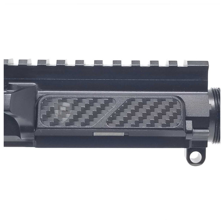 Billet Dust Cover - Carbon Fiber on AR15 upper receiver.