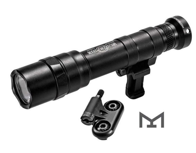 DUAL FUEL SCOUT LIGHT® PRO, black 6-volt tactical flashlight with low-profile mount and Z68 tailcap.