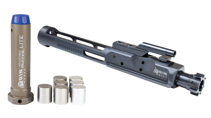 Low Mass BCG with AR-15 Adjustable Buffer and Weights.